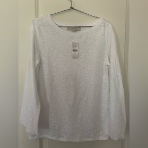 Loft Flower Stitched Blouse - XXS - with Scalloped Sleeves